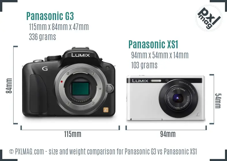 Panasonic G3 vs Panasonic XS1 size comparison