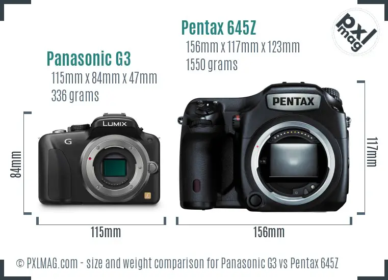 Panasonic G3 vs Pentax 645Z size comparison
