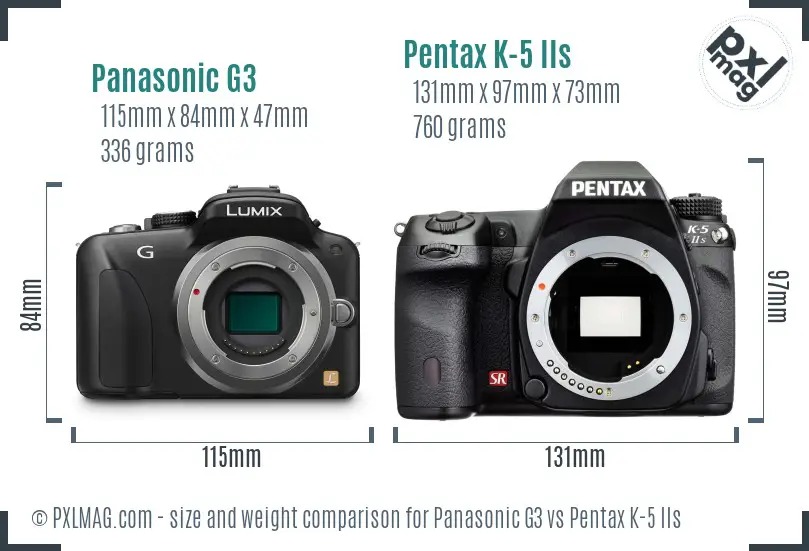 Panasonic G3 vs Pentax K-5 IIs size comparison