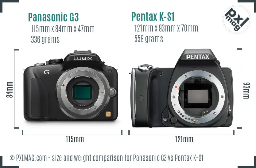 Panasonic G3 vs Pentax K-S1 size comparison