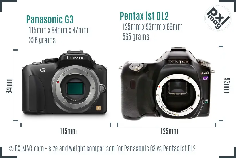 Panasonic G3 vs Pentax ist DL2 size comparison