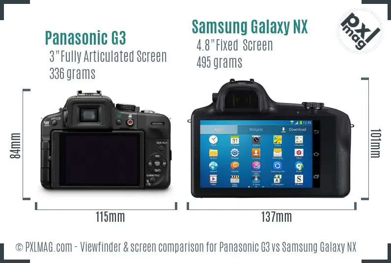 Panasonic G3 vs Samsung Galaxy NX Screen and Viewfinder comparison