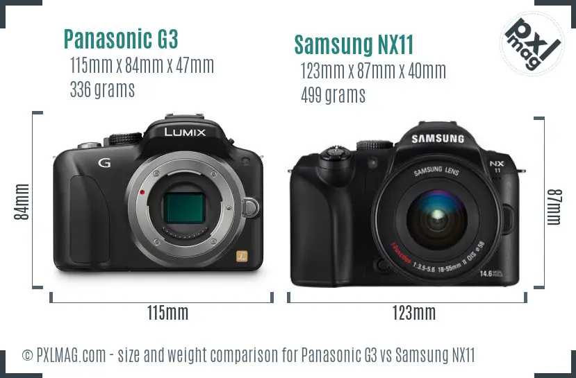 Physical size and ergonomics comparison between Panasonic Lumix G3 and Samsung NX11