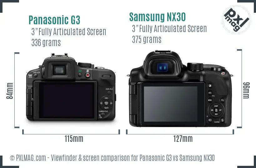 Panasonic G3 vs Samsung NX30 Screen and Viewfinder comparison Panasonic G3 vs Samsung NX30 Screen and Viewfinder comparison