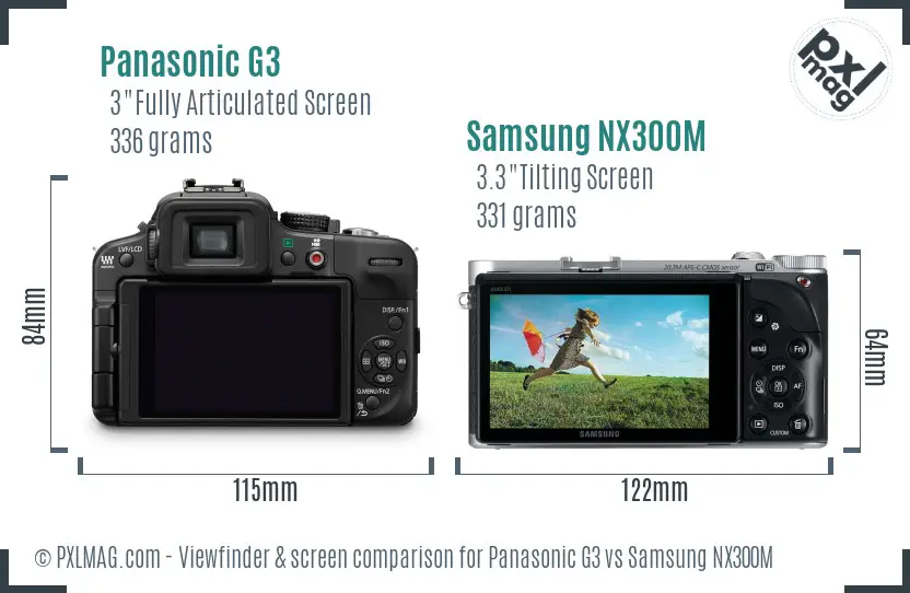 Panasonic G3 vs Samsung NX300M Screen and Viewfinder comparison Panasonic G3 vs Samsung NX300M Screen and Viewfinder comparison