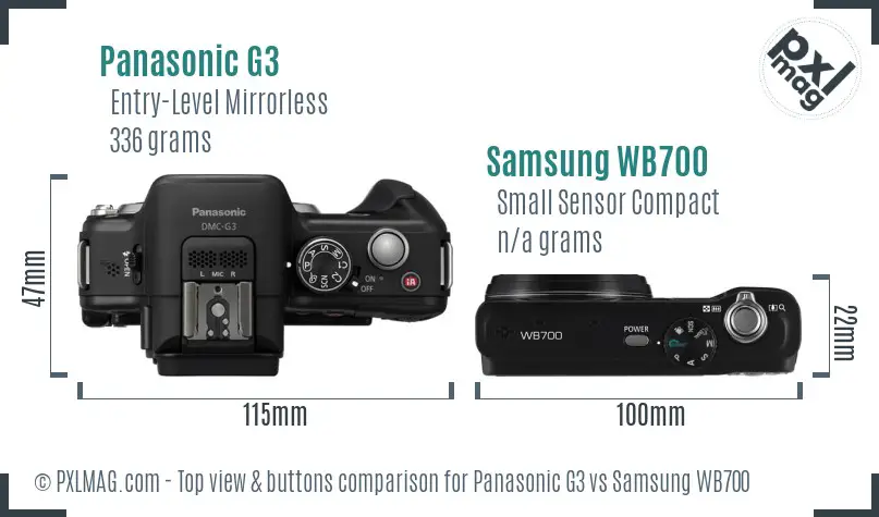 Panasonic G3 vs Samsung WB700 top view buttons comparison