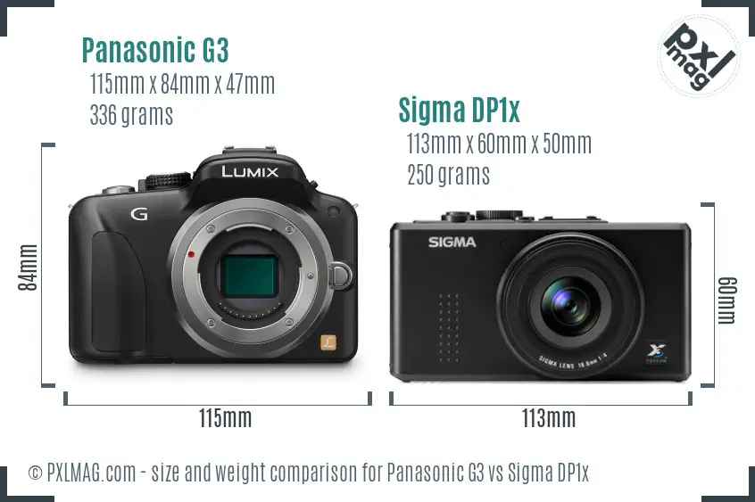 Panasonic G3 vs Sigma DP1x size comparison