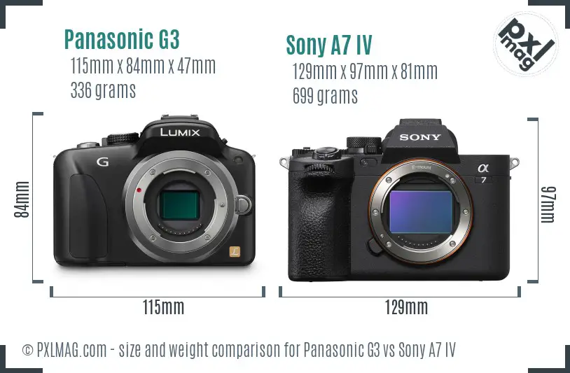Panasonic G3 vs Sony A7 IV size comparison