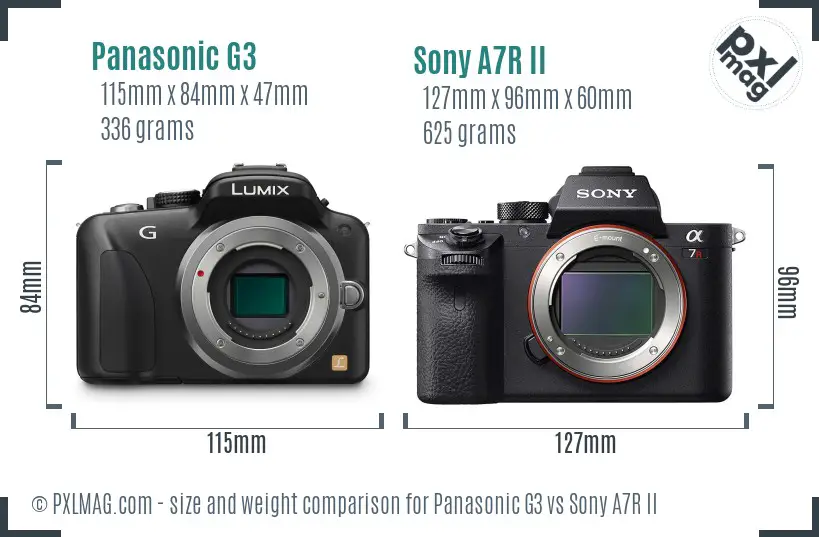 Panasonic G3 vs Sony A7R II size comparison Panasonic G3 vs Sony A7R II size comparison