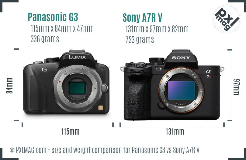 Panasonic G3 vs Sony A7R V size comparison