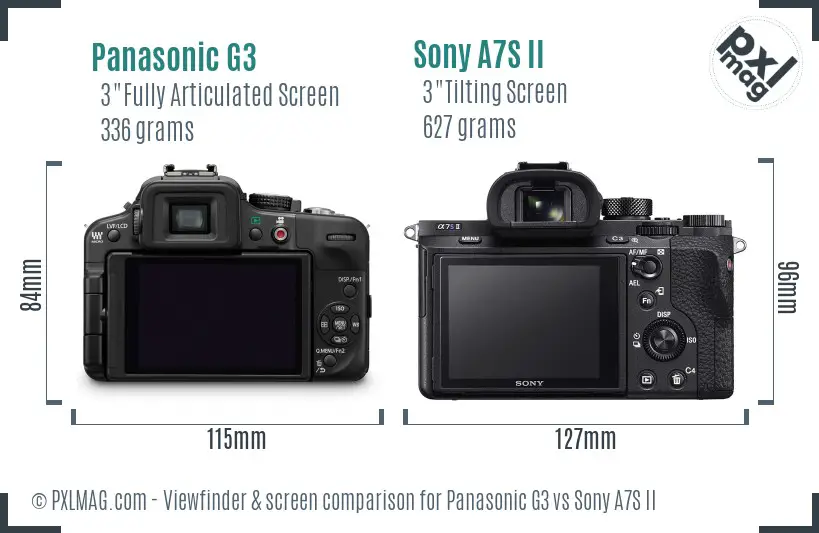 Panasonic G3 vs Sony A7S II Screen and Viewfinder comparison Panasonic G3 vs Sony A7S II Screen and Viewfinder comparison