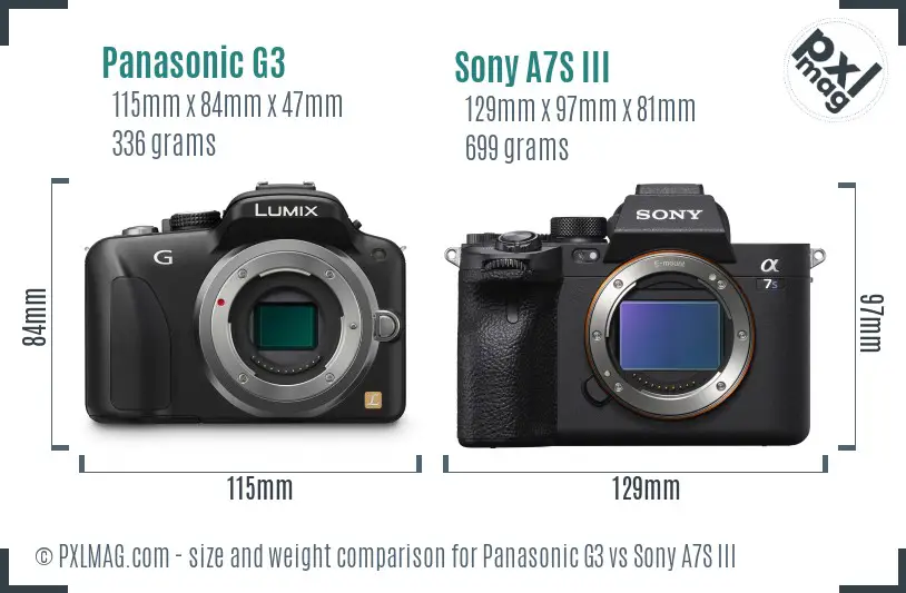 Panasonic G3 vs Sony A7S III size comparison Panasonic G3 vs Sony A7S III size comparison