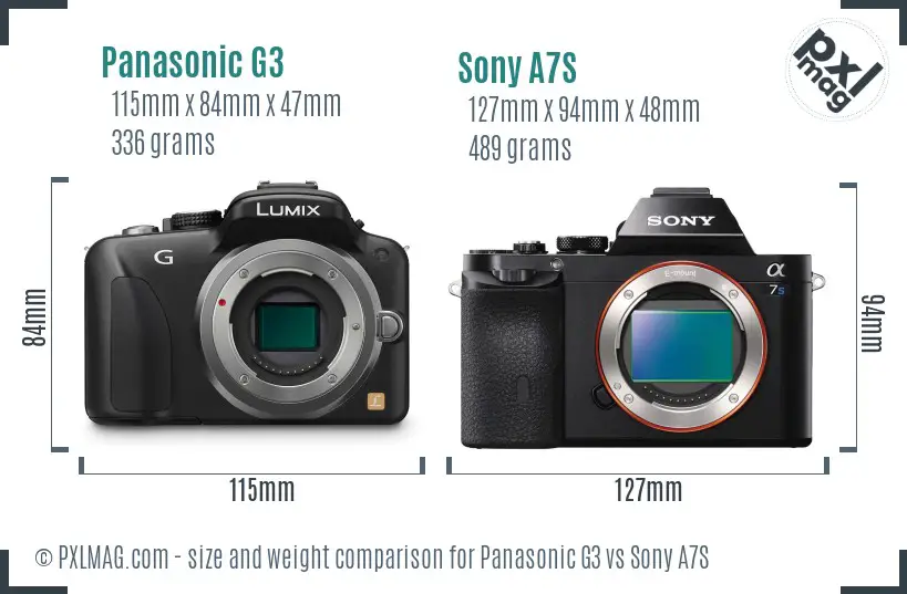 Panasonic G3 vs Sony A7S size comparison