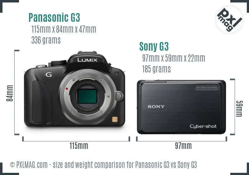 Panasonic G3 vs Sony G3 size comparison Panasonic G3 vs Sony G3 size comparison