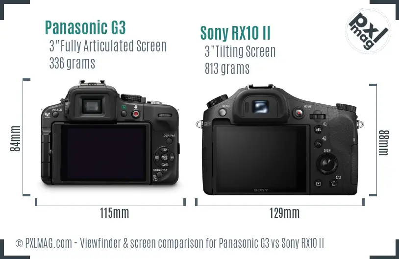 Panasonic G3 vs Sony RX10 II Screen and Viewfinder comparison Panasonic G3 vs Sony RX10 II Screen and Viewfinder comparison