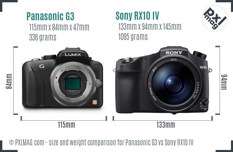 Panasonic G3 vs Sony RX10 IV size comparison Panasonic G3 vs Sony RX10 IV size comparison