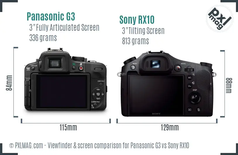 Panasonic G3 vs Sony RX10 Screen and Viewfinder comparison Panasonic G3 vs Sony RX10 Screen and Viewfinder comparison