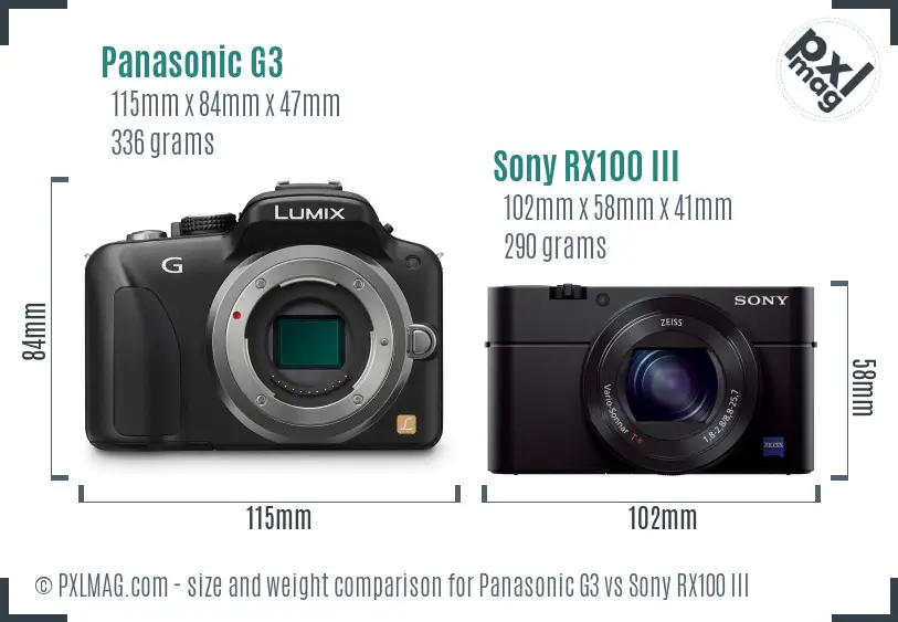 Panasonic G3 vs Sony RX100 III size comparison Panasonic G3 vs Sony RX100 III size comparison