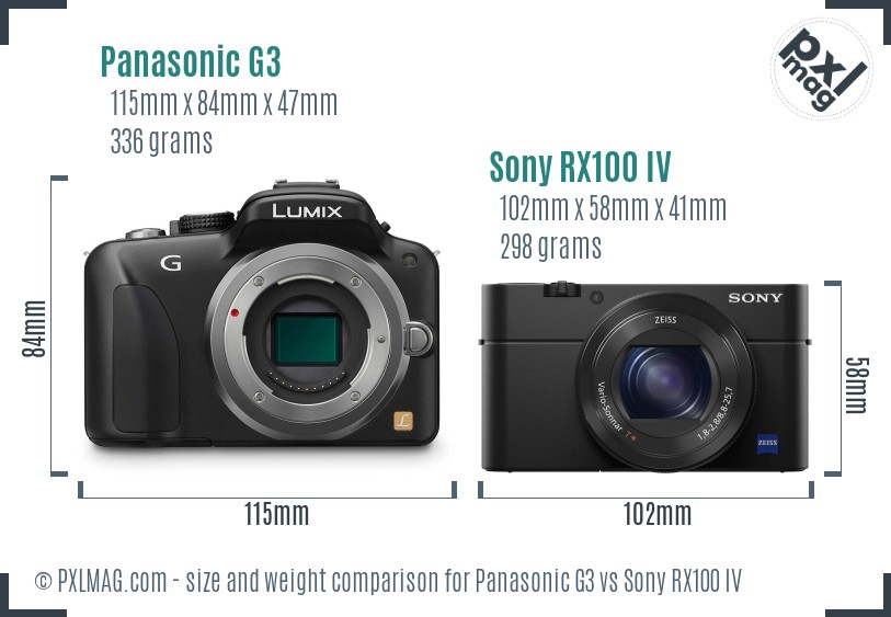 Panasonic G3 vs Sony RX100 IV size comparison