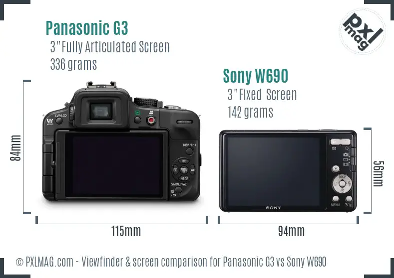 Panasonic G3 vs Sony W690 Screen and Viewfinder comparison Panasonic G3 vs Sony W690 Screen and Viewfinder comparison