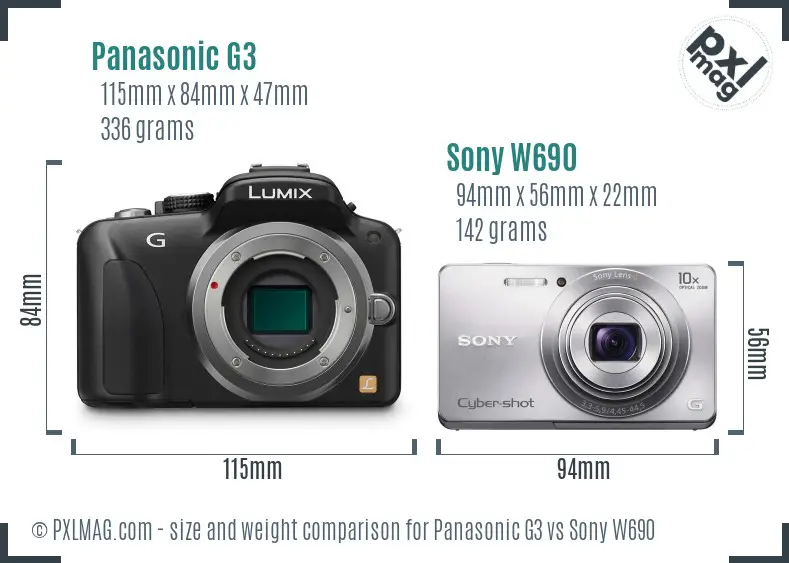 Panasonic G3 vs Sony W690 size comparison Panasonic G3 vs Sony W690 size comparison
