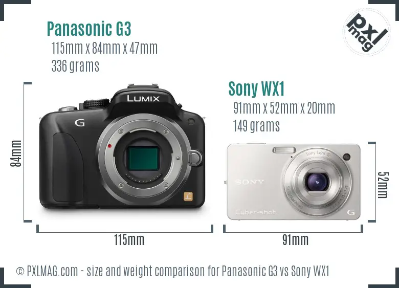 Panasonic G3 vs Sony WX1 size comparison Panasonic G3 vs Sony WX1 size comparison