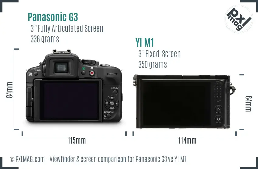 Panasonic G3 vs YI M1 Screen and Viewfinder comparison