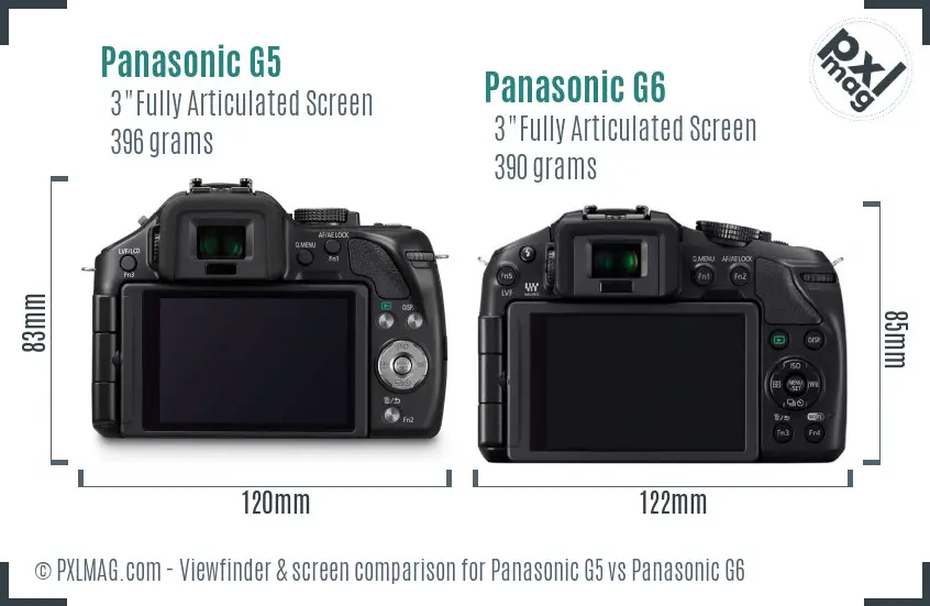 Panasonic G5 vs Panasonic G6 Screen and Viewfinder comparison