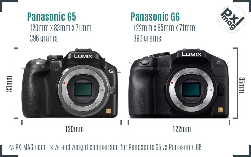 Panasonic G5 vs Panasonic G6 size comparison