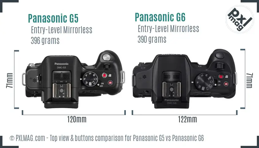 Panasonic G5 vs Panasonic G6 top view buttons comparison