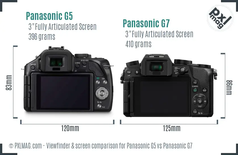 Panasonic G5 vs Panasonic G7 Screen and Viewfinder comparison