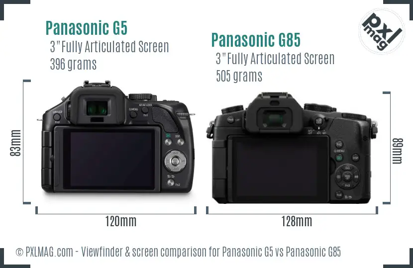 Panasonic G5 vs Panasonic G85 Screen and Viewfinder comparison