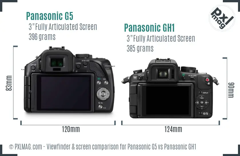 Panasonic G5 vs Panasonic GH1 Screen and Viewfinder comparison