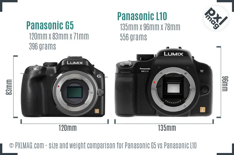 Panasonic G5 vs Panasonic L10 size comparison
