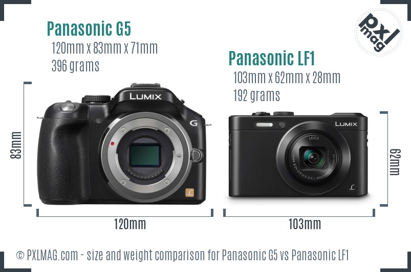 Panasonic G5 vs Panasonic LF1 size comparison