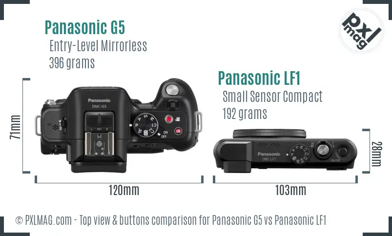 Panasonic G5 vs Panasonic LF1 top view buttons comparison