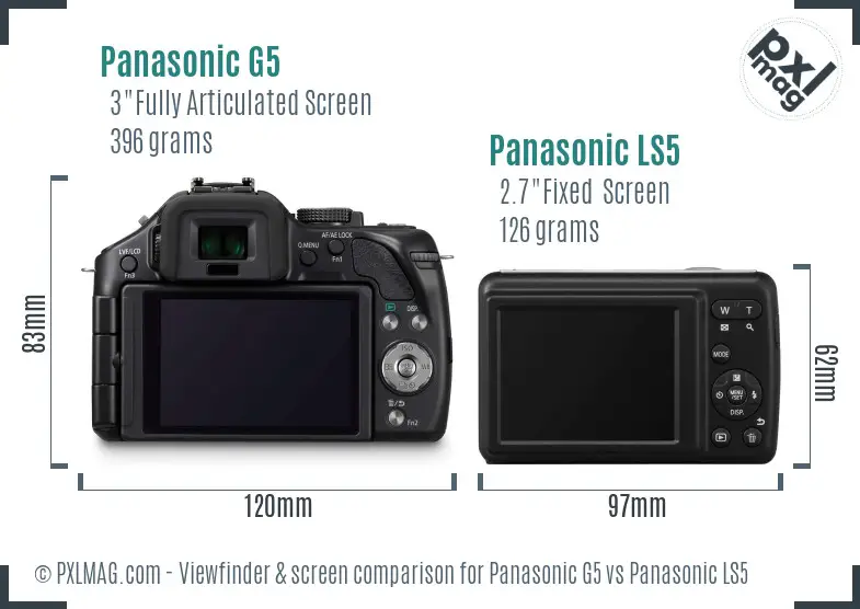 Panasonic G5 vs Panasonic LS5 Screen and Viewfinder comparison