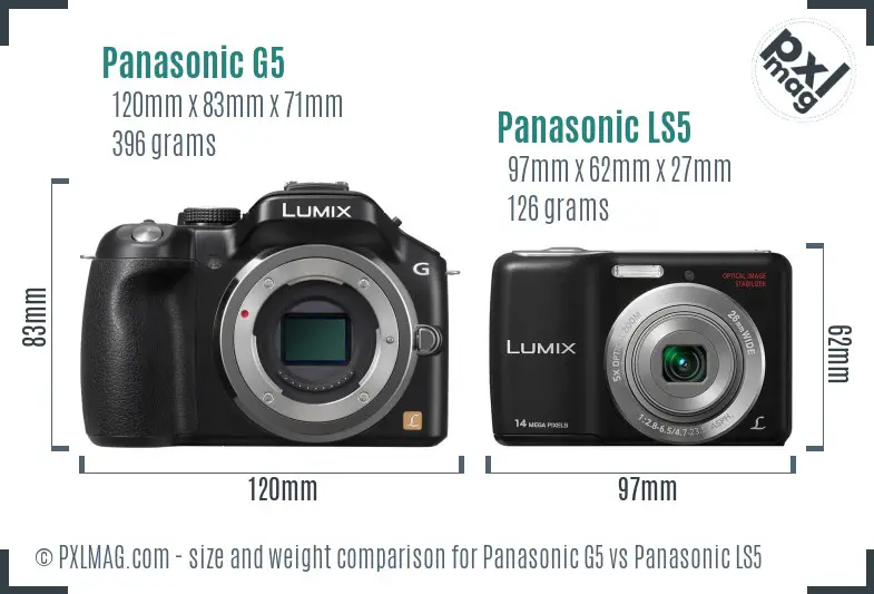 Panasonic G5 vs Panasonic LS5 size comparison