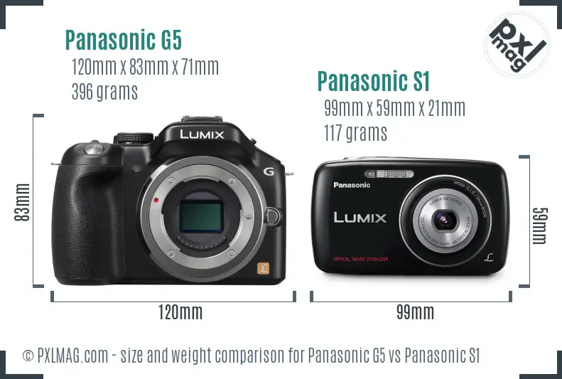 Panasonic G5 vs Panasonic S1 size comparison