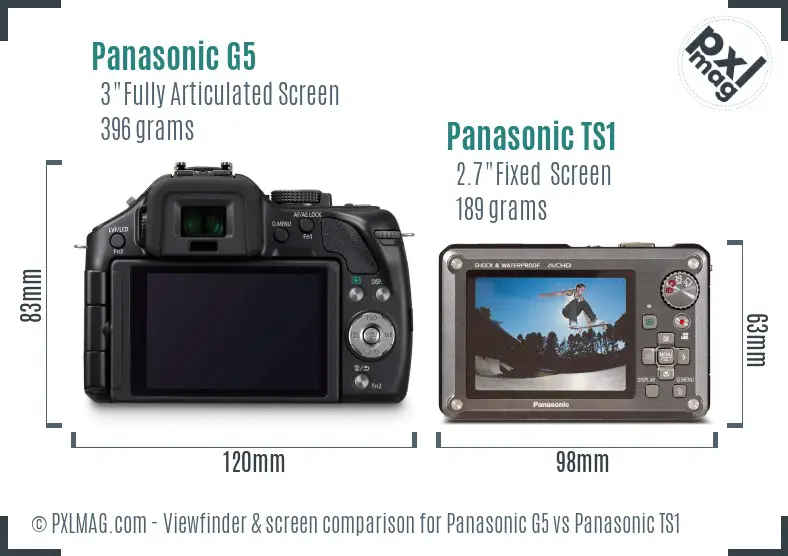Panasonic G5 vs Panasonic TS1 Screen and Viewfinder comparison