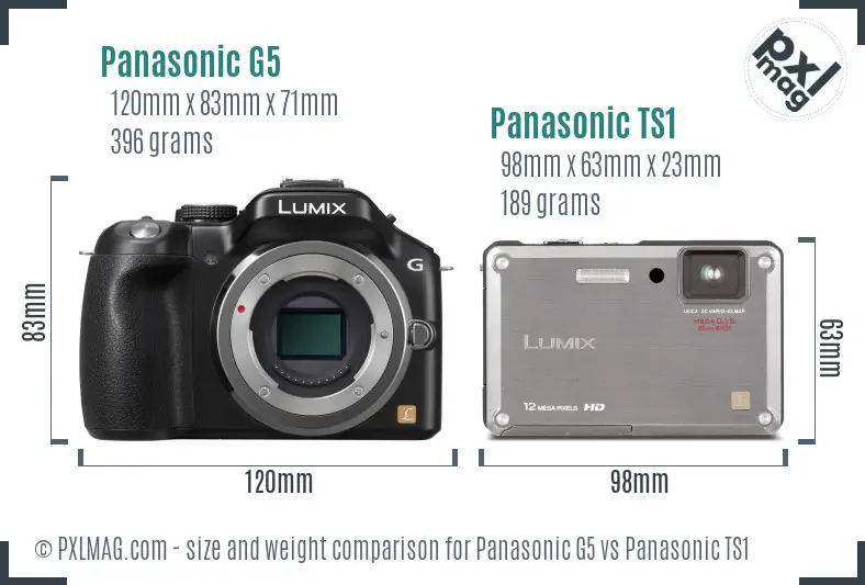 Panasonic G5 vs Panasonic TS1 size comparison