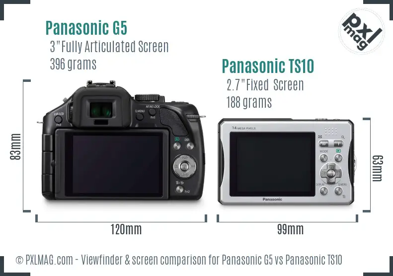 Panasonic G5 vs Panasonic TS10 Screen and Viewfinder comparison