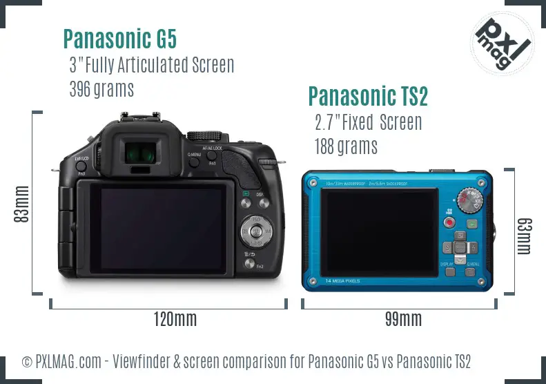 Panasonic G5 vs Panasonic TS2 Screen and Viewfinder comparison