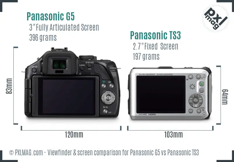 Panasonic G5 vs Panasonic TS3 Screen and Viewfinder comparison