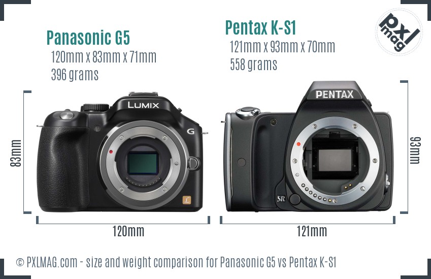 Panasonic G5 vs Pentax K-S1 size comparison