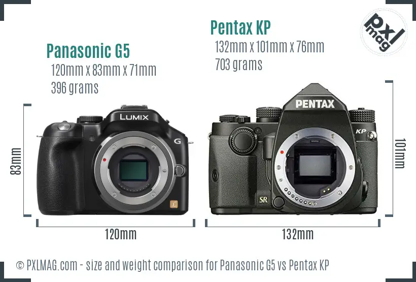 Panasonic G5 vs Pentax KP size comparison