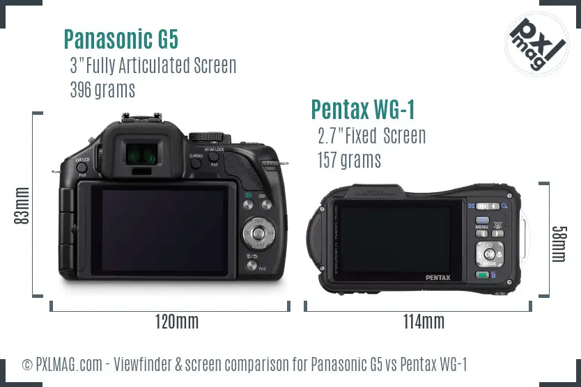Panasonic G5 vs Pentax WG-1 Screen and Viewfinder comparison