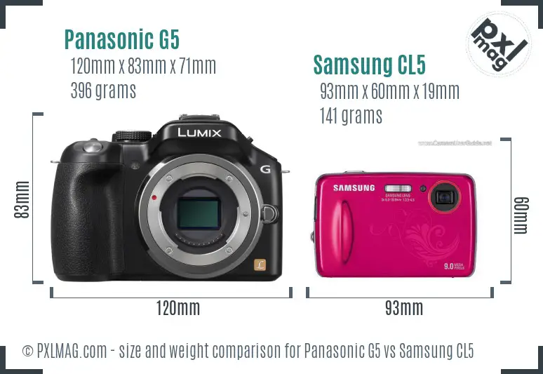 Panasonic G5 vs Samsung CL5 size comparison