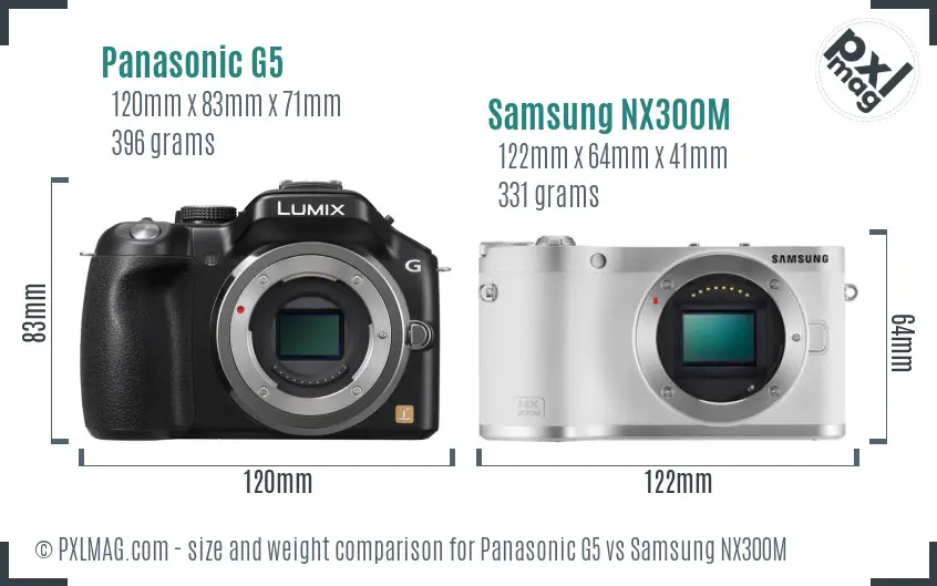 Panasonic G5 vs Samsung NX300M size comparison