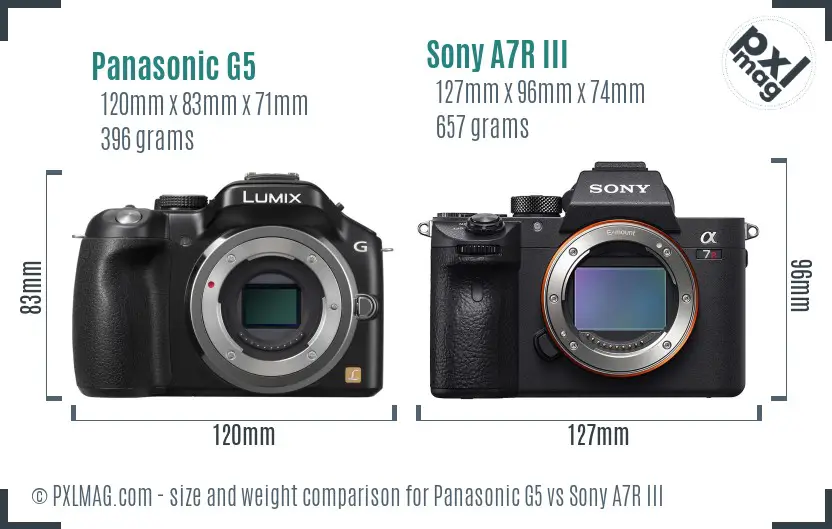 Panasonic G5 vs Sony A7R III size comparison
